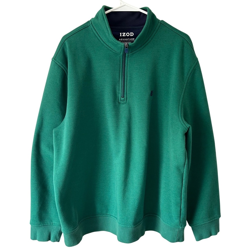 IZOD Advantage Performance Stretch Green 1/4 Zip Very Soft Sweatshirt Men's XL